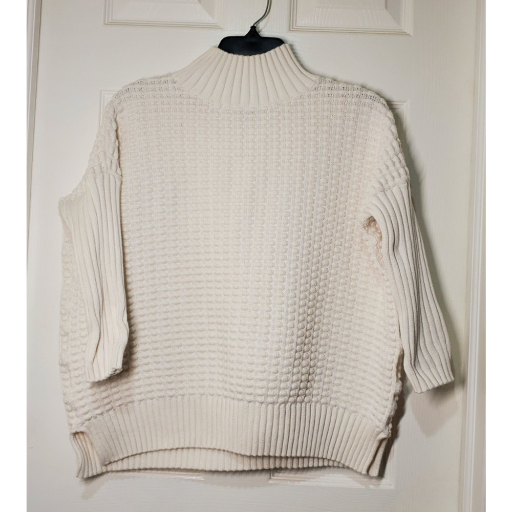 French Connection Women's S Chunky Seed Stitch Oversized Knit Sweater Cotton